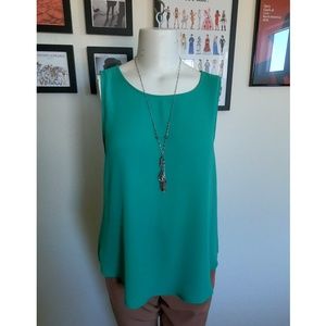 3/$10 High-low Open Back Cowl Drape Tank Teal L